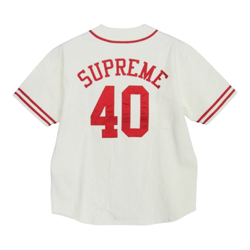 Supreme シュプリーム 25SS × 40 Acres 40エーカーズズ Twill Baseball Jersey ツイルベースボール ジャージー 半袖シャツ オフホワイト系 M【美品】【中古】