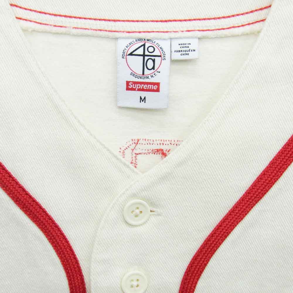 Supreme シュプリーム 25SS × 40 Acres 40エーカーズズ Twill Baseball Jersey ツイルベースボール ジャージー 半袖シャツ オフホワイト系 M【美品】【中古】