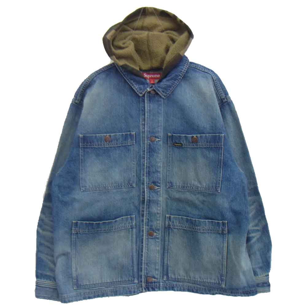Supreme シュプリーム 25SS Worn Hooded Chore Coat カモフラージュ ウォーン フーデッド チョアコート デニムジャケット インディゴブルー系 L【新古品】【未使用】【中古】