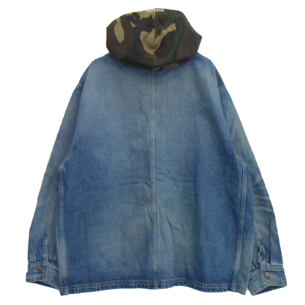 Supreme シュプリーム 25SS Worn Hooded Chore Coat カモフラージュ ウォーン フーデッド チョアコート デニムジャケット インディゴブルー系 L【新古品】【未使用】【中古】