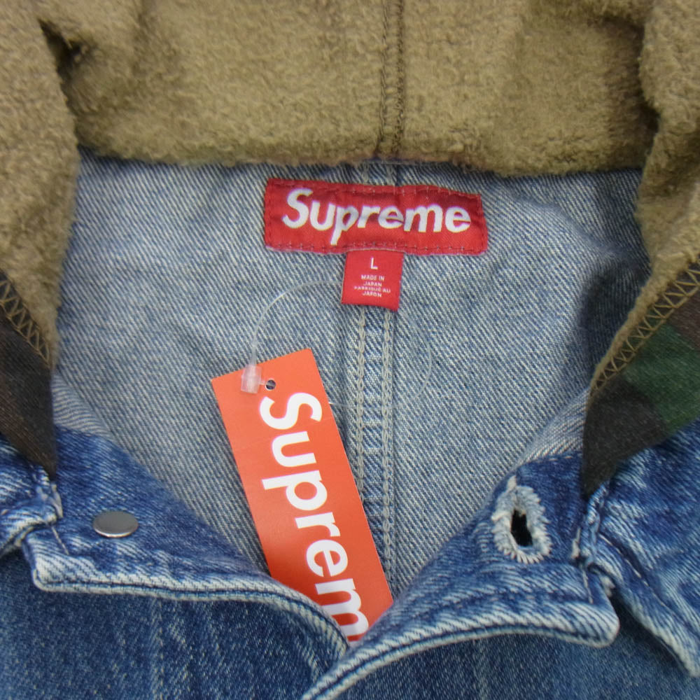 Supreme シュプリーム 25SS Worn Hooded Chore Coat カモフラージュ ウォーン フーデッド チョアコート デニムジャケット インディゴブルー系 L【新古品】【未使用】【中古】