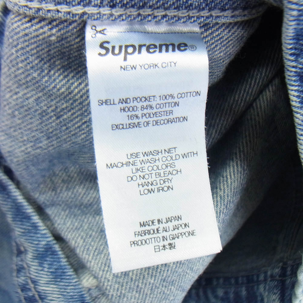 Supreme シュプリーム 25SS Worn Hooded Chore Coat カモフラージュ ウォーン フーデッド チョアコート デニムジャケット インディゴブルー系 L【新古品】【未使用】【中古】