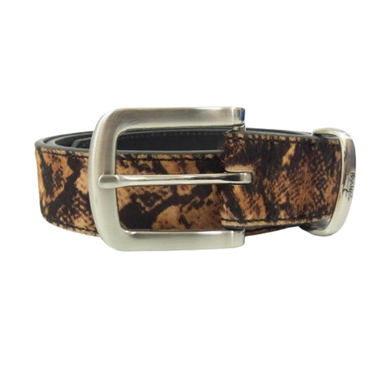 STUSSY ステューシー ハラコ クロコ型押し ベルト ブラウン系 L/XL【中古】