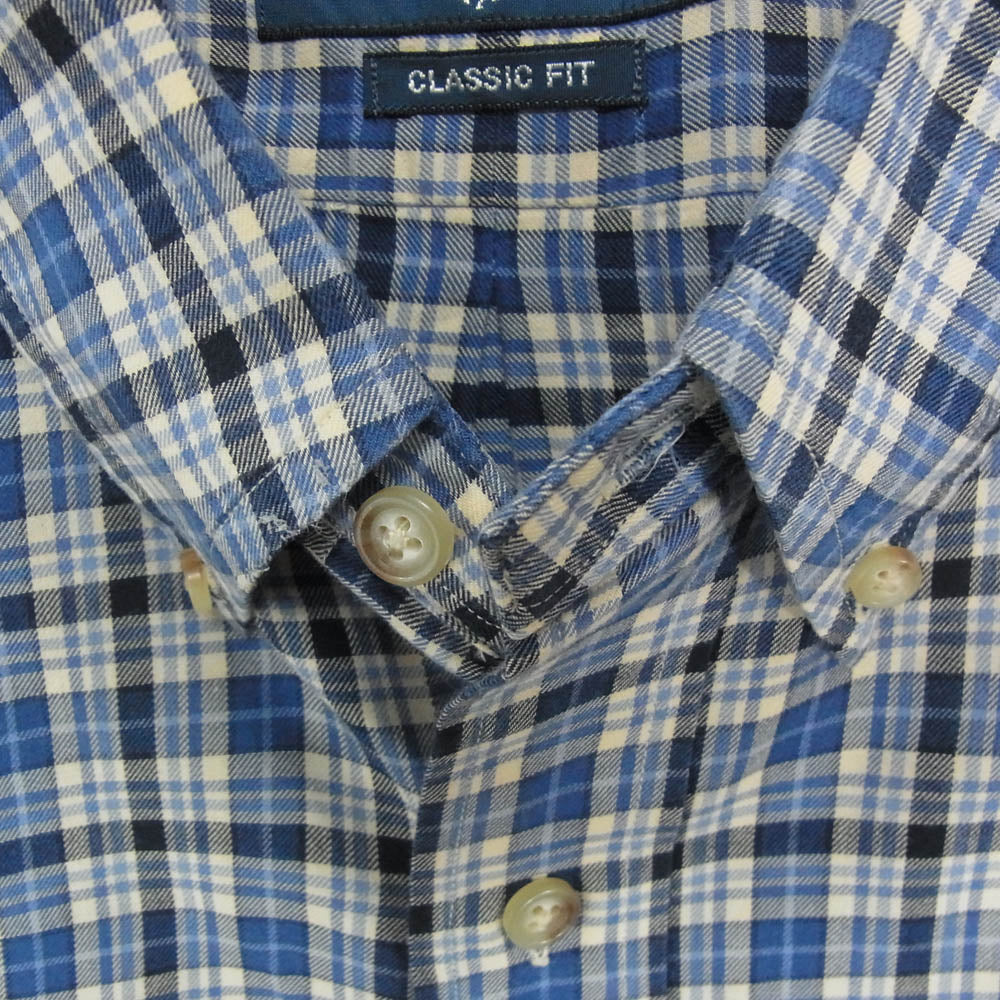 RALPH LAUREN ラルフローレン ボタンダウン チェック 長袖 シャツ ブルー系 XL【中古】