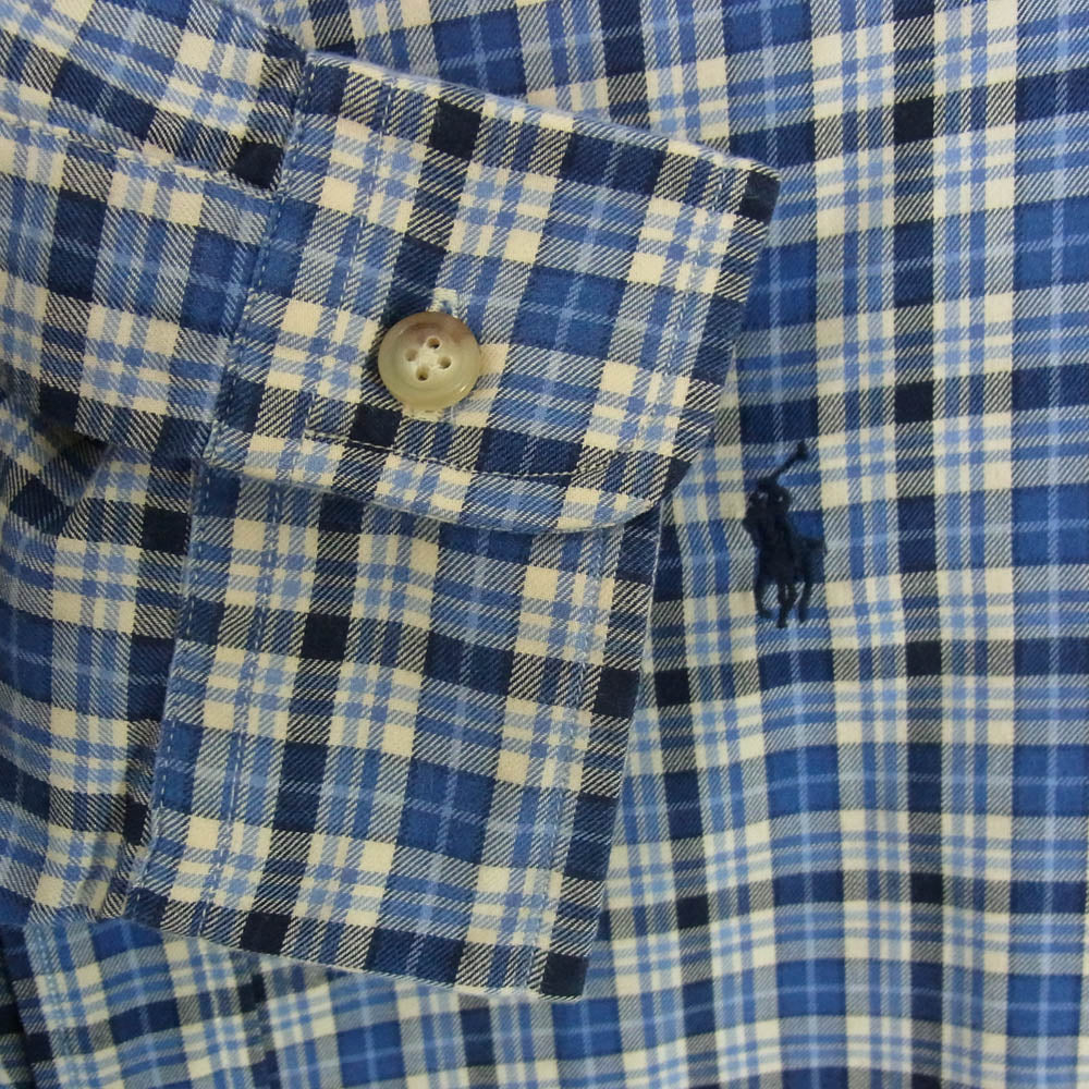 RALPH LAUREN ラルフローレン ボタンダウン チェック 長袖 シャツ ブルー系 XL【中古】