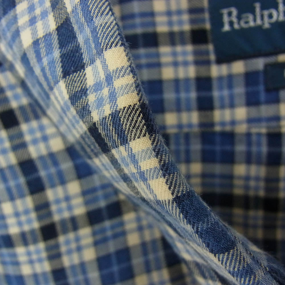 RALPH LAUREN ラルフローレン ボタンダウン チェック 長袖 シャツ ブルー系 XL【中古】