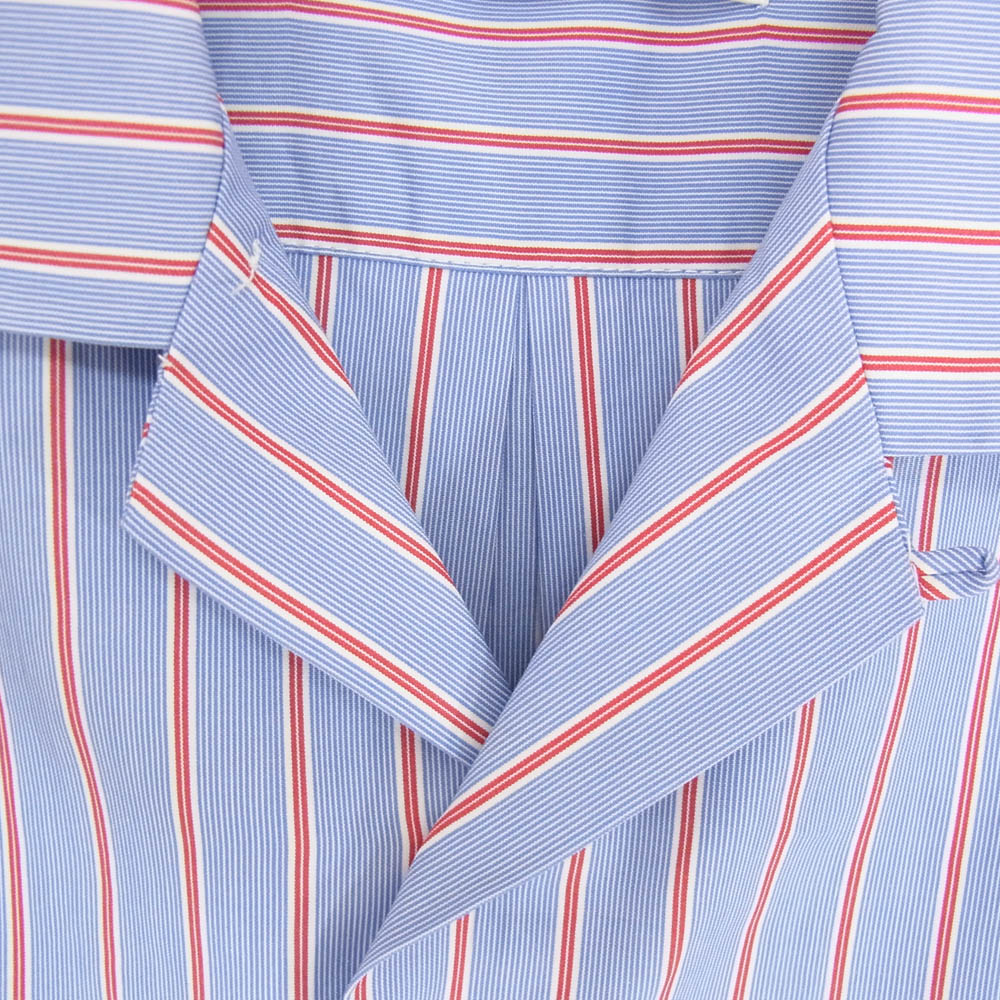 DISCOVERED ディスカバード 23SS DC-SS23-SH-06 THOMAS MASON FLOWER EMBROIDERY SHIRTS 花柄 刺繍 ストライプ シャツ ブルー系 3【中古】