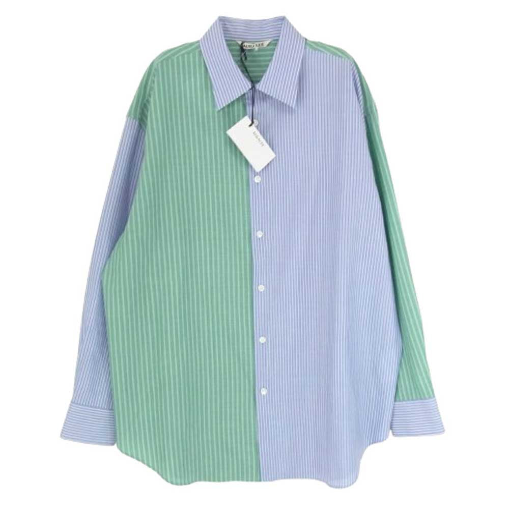 AURALEE オーラリー ストライプシャツ 緑 サイズ0 AURALEE オーラリー 25SS A25SS04WW SUPER FINE WOOL MULTI STRIPE