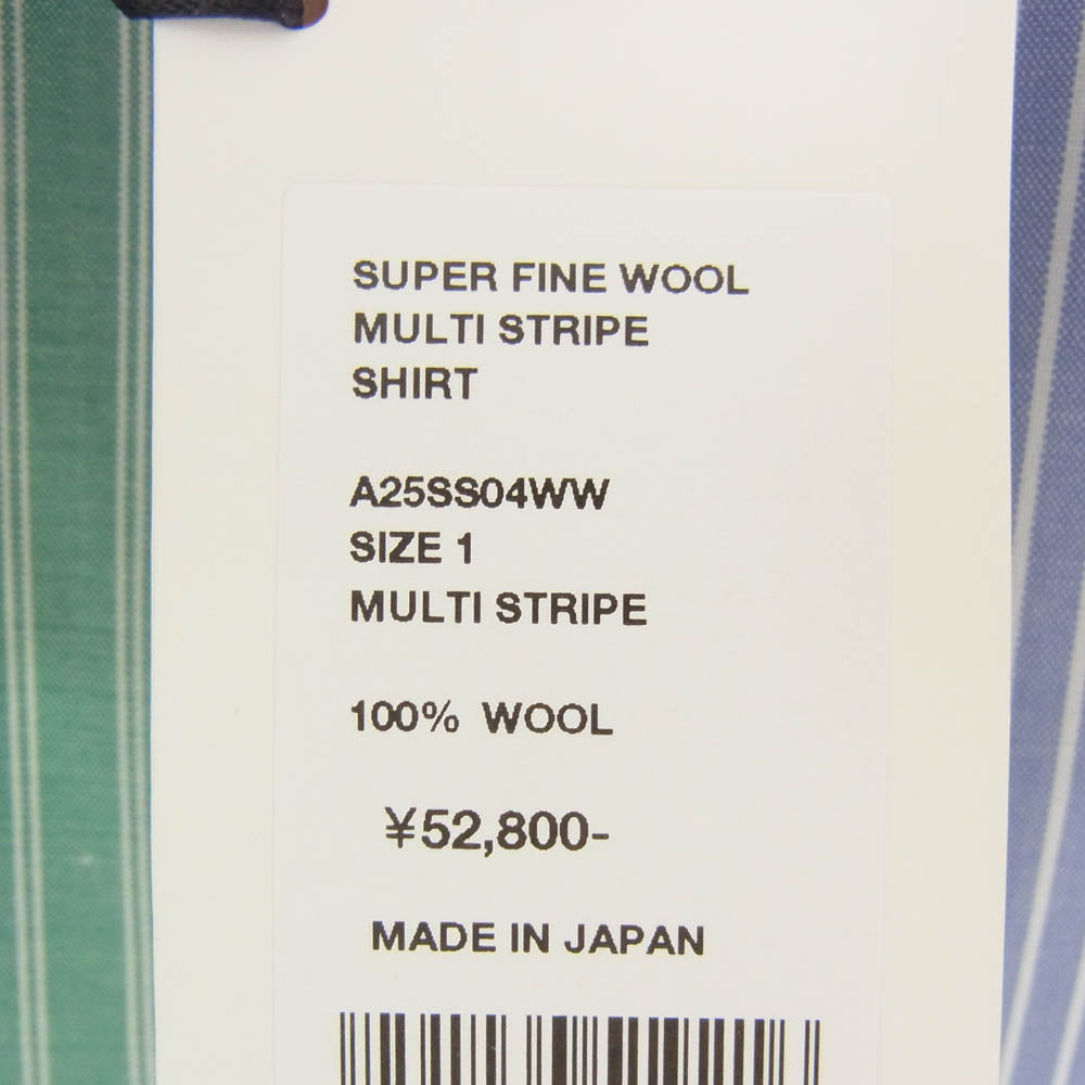 AURALEE オーラリー 25SS A25SS04WW SUPER FINE WOOL MULTI STRIPE SHIRT マルチ ストライプ ウール 長袖シャツ マルチカラー系 1【極上美品】【中古】