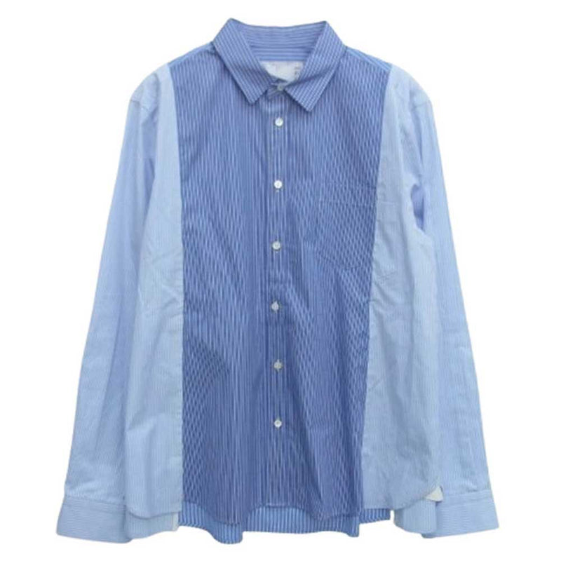 Sacai サカイ 25SS 25-03621M Cotton Poplin Shirt コットン ポプリン シャツ 切替 長袖シャツ ブルー系 3【極上美品】【中古】