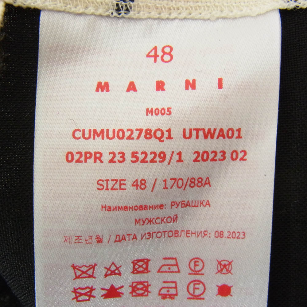 MARNI マルニ CUMU0278Q1 WOOL CHECK SHIRT MAIZE チェック切替 ウール シャツ オフホワイト系 48【美品】【中古】