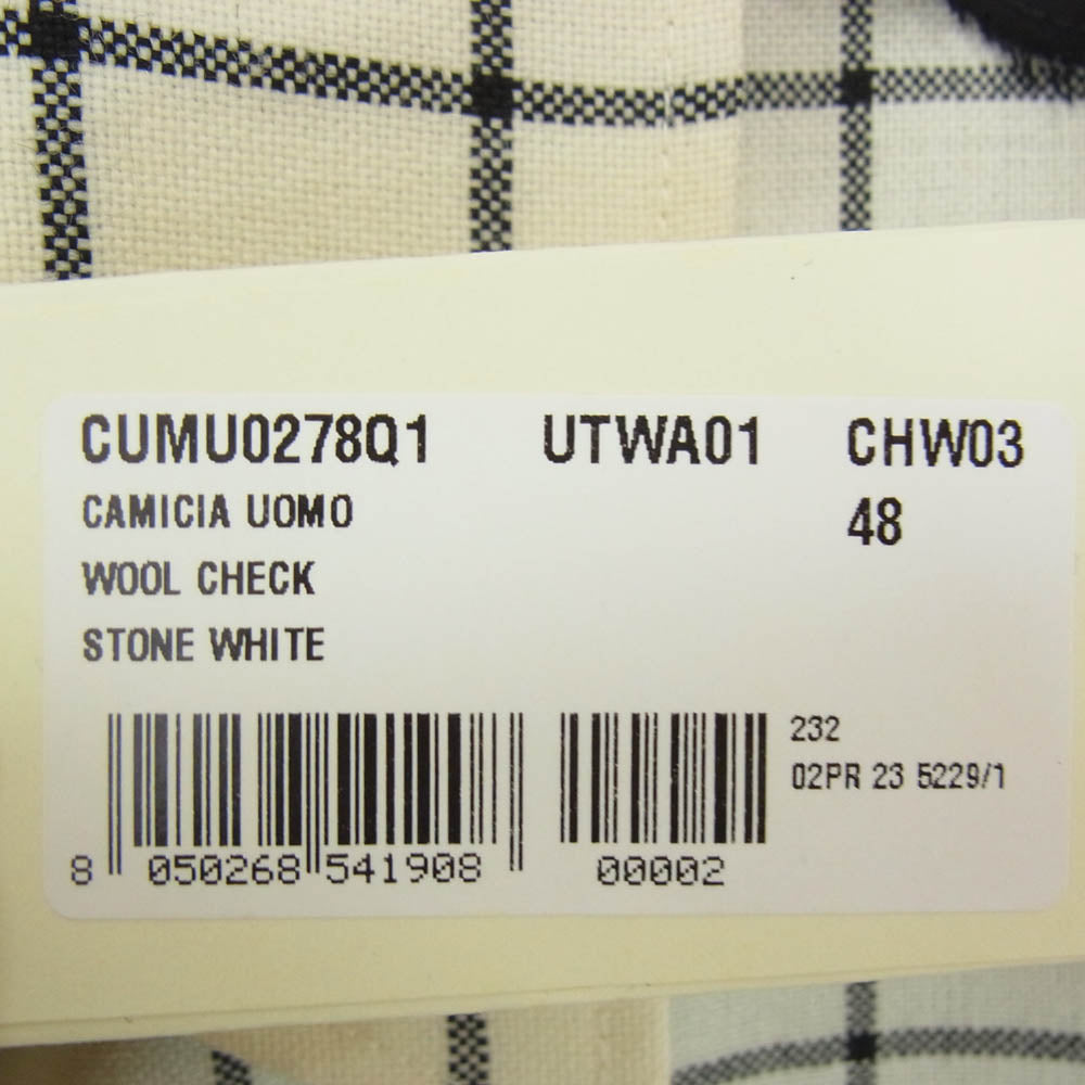 MARNI マルニ CUMU0278Q1 WOOL CHECK SHIRT MAIZE チェック切替 ウール シャツ オフホワイト系 48【美品】【中古】