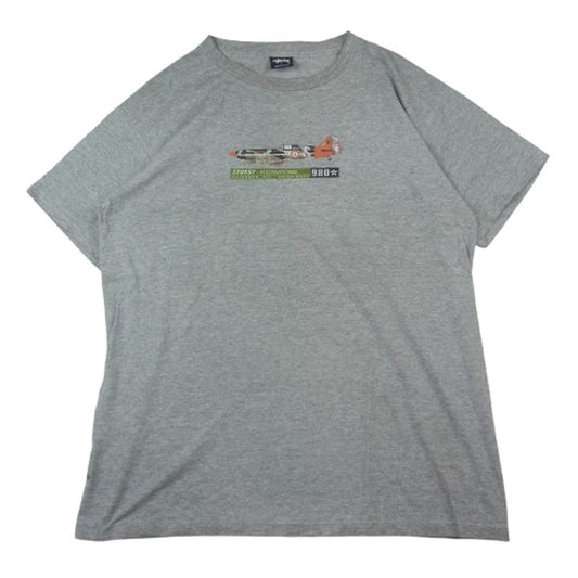 STUSSY ステューシー 90s 紺タグ USA製 old stussy INTERNATIONAL プリント Tシャツ グレー系 L【中古】
