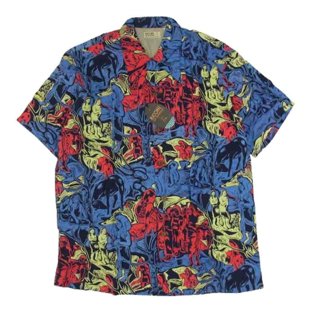 SUN SURF サンサーフ M32500 M品番SP スペシャル SURFBOARD LEIS アロハ ハワイアン 半袖 シャツ ブルー系 L【中古】