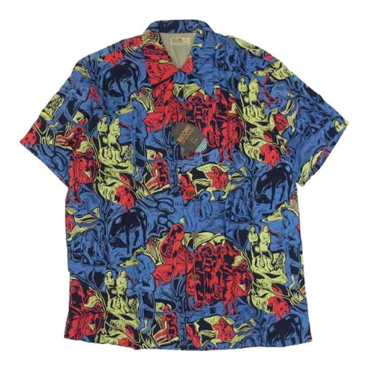 SUN SURF サンサーフ M32500 M品番SP スペシャル SURFBOARD LEIS アロハ ハワイアン 半袖 シャツ ブルー系 L【中古】