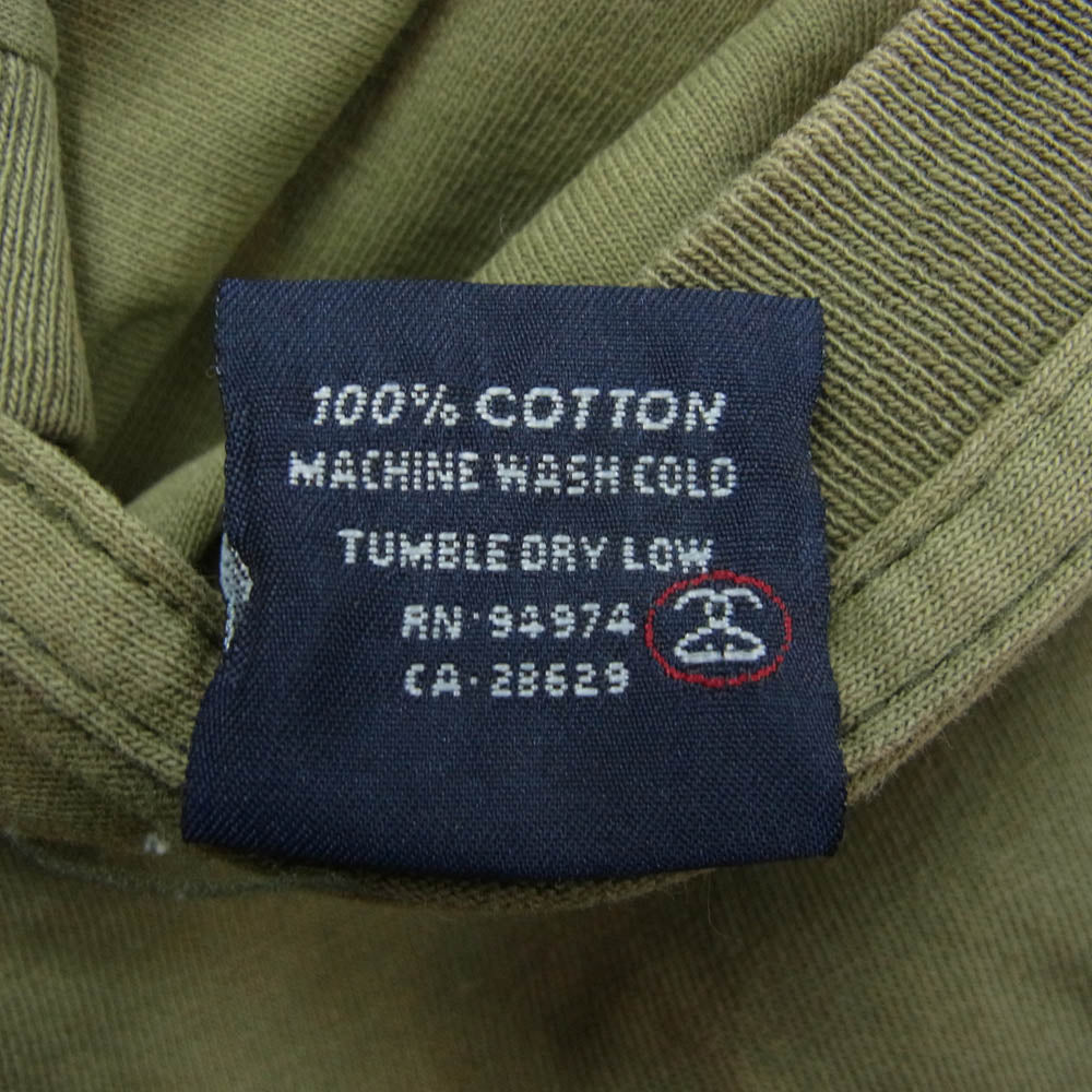 STUSSY ステューシー 90s 紺タグ USA製 old stussy シャドーマン プリント Tシャツ カーキ系 L【中古】