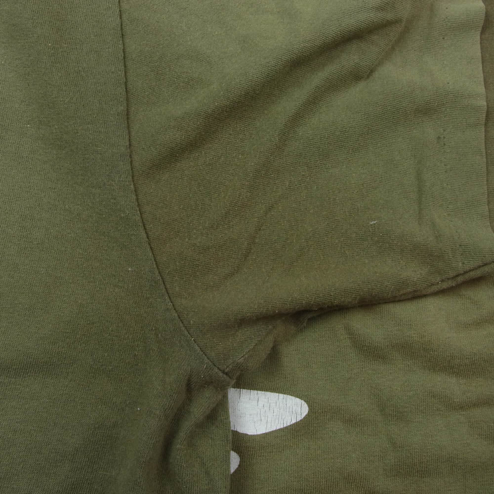 STUSSY ステューシー 90s 紺タグ USA製 old stussy シャドーマン プリント Tシャツ カーキ系 L【中古】