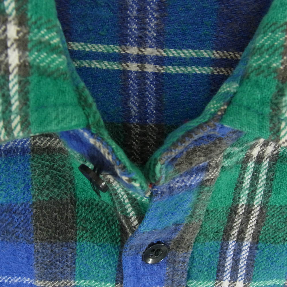 90s FIVE BROTHER ファイブブラザー ヘビーネル チェック シャツ ブルー系 グリーン系 L【中古】