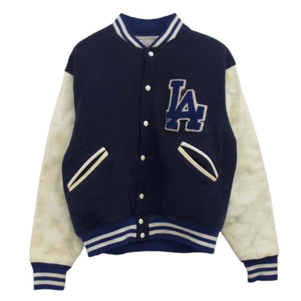 ヴィンテージ 70s USA製 FELCO Top Of The Line フェルコ LA Dodgers ドジャース スタジャン ジャケット ネイビー系 L【中古】