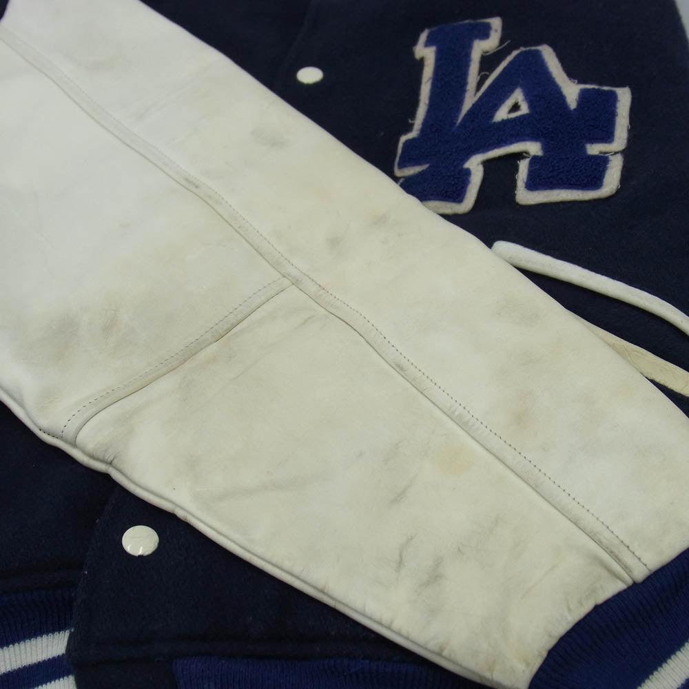 ヴィンテージ 70s USA製 FELCO Top Of The Line フェルコ LA Dodgers ドジャース スタジャン ジャケット ネイビー系 L【中古】
