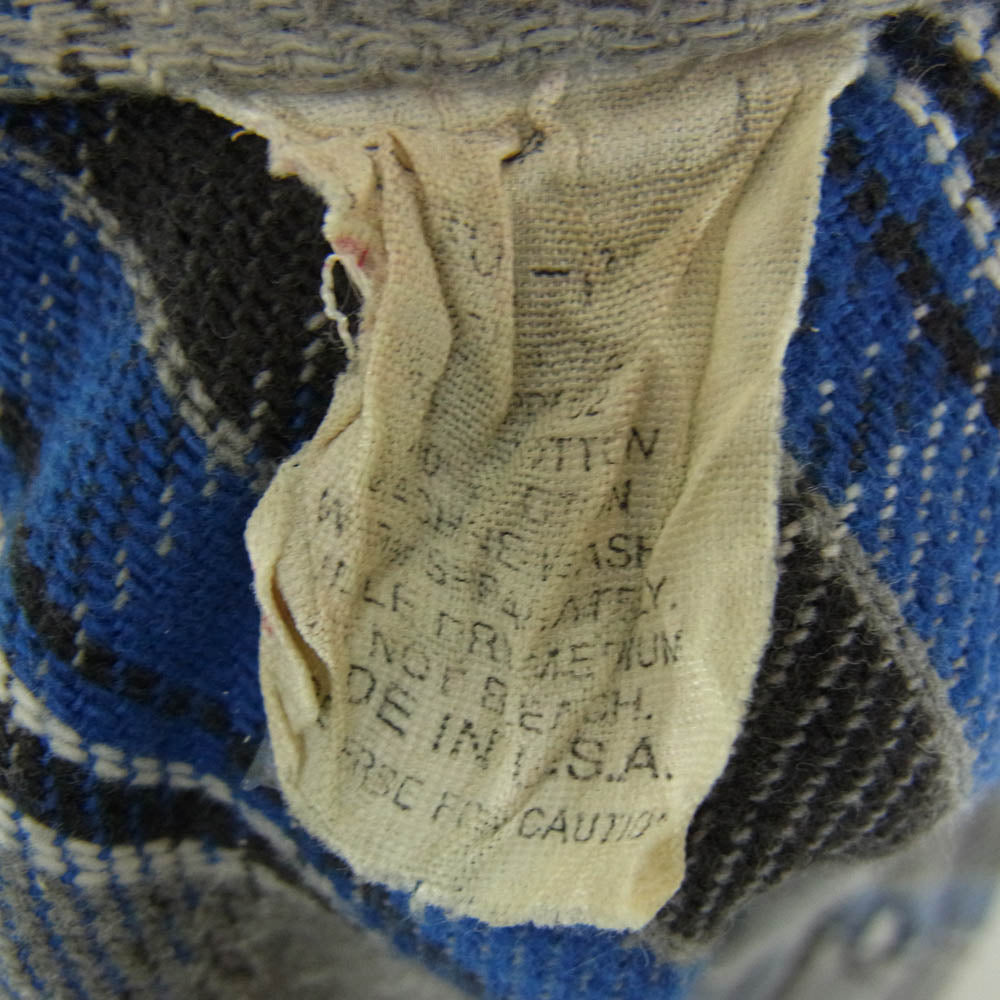 ヴィンテージ 80s USA製 FIVE BROTHER ファイブブラザー ヘビーネル チェック シャツ グレー系 ブルー系 L【中古】