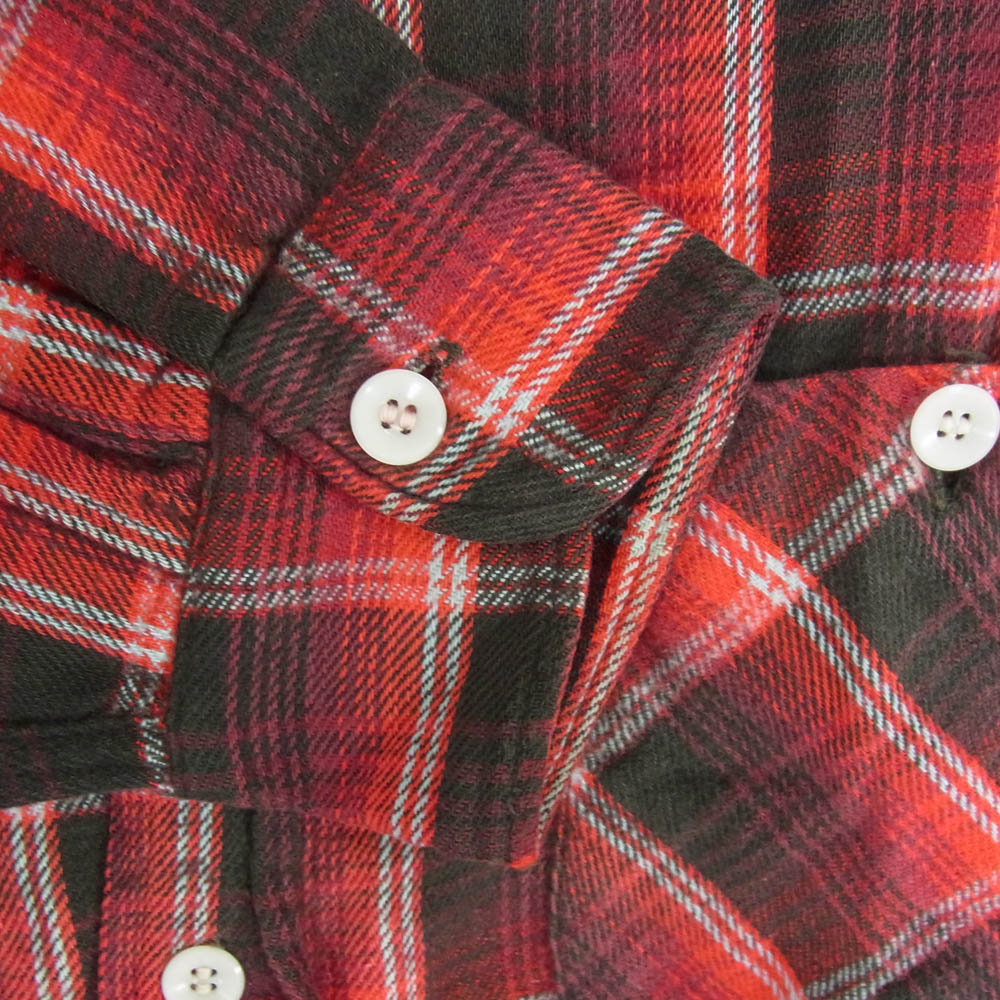 ヴィンテージ 50s BIG YANK ビッグヤンク マチ付き ネル チェック シャツ レッド系 サイズ表記無【中古】