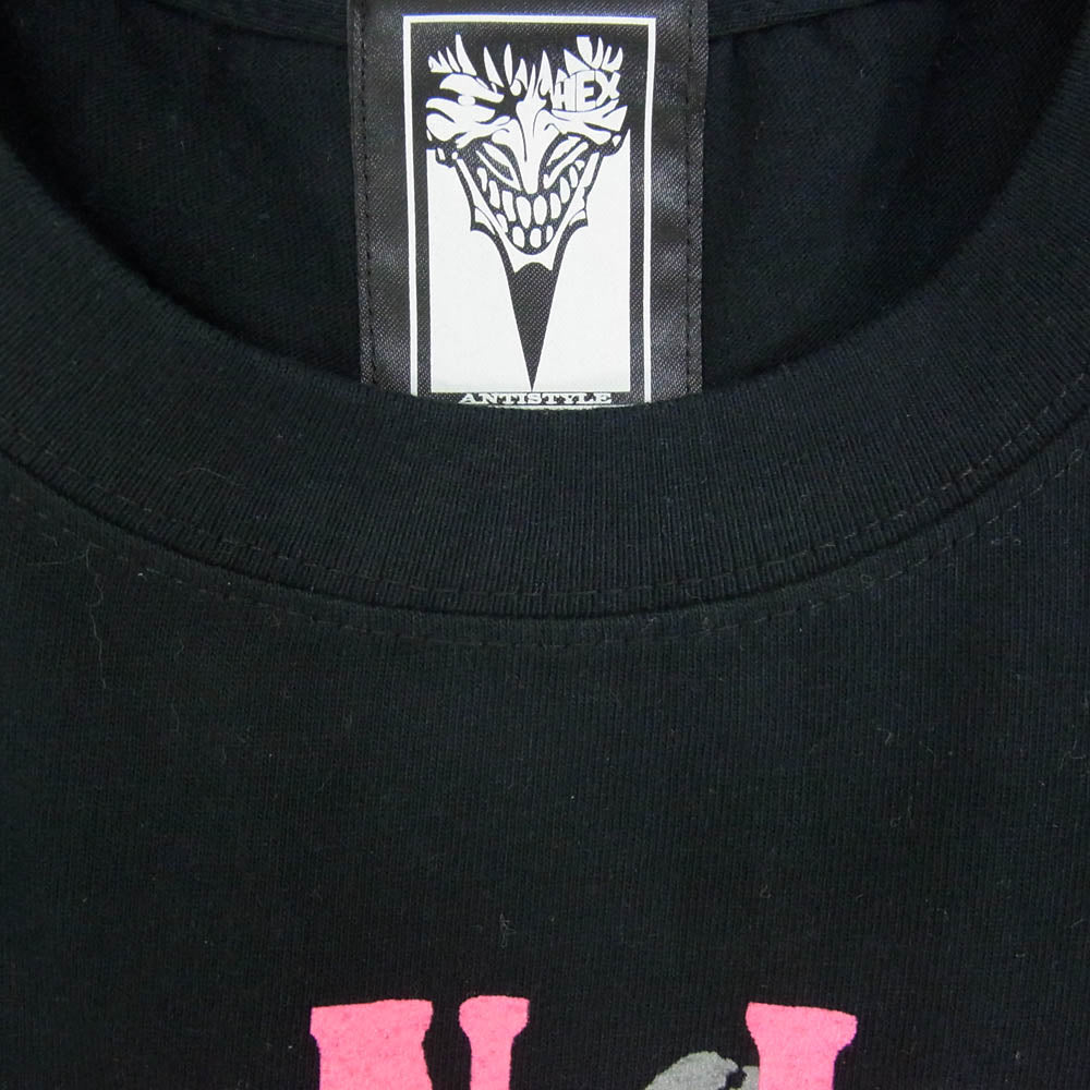 HEX ANTISTYLE ヘックスアンチスタイル フロント プリント ロゴ 半袖 Tシャツ ブラック系 L【極上美品】【中古】
