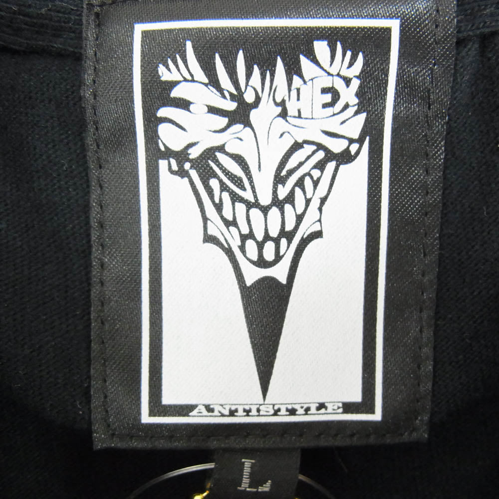 HEX ANTISTYLE ヘックスアンチスタイル フロント プリント ロゴ 半袖 Tシャツ ブラック系 L【極上美品】【中古】