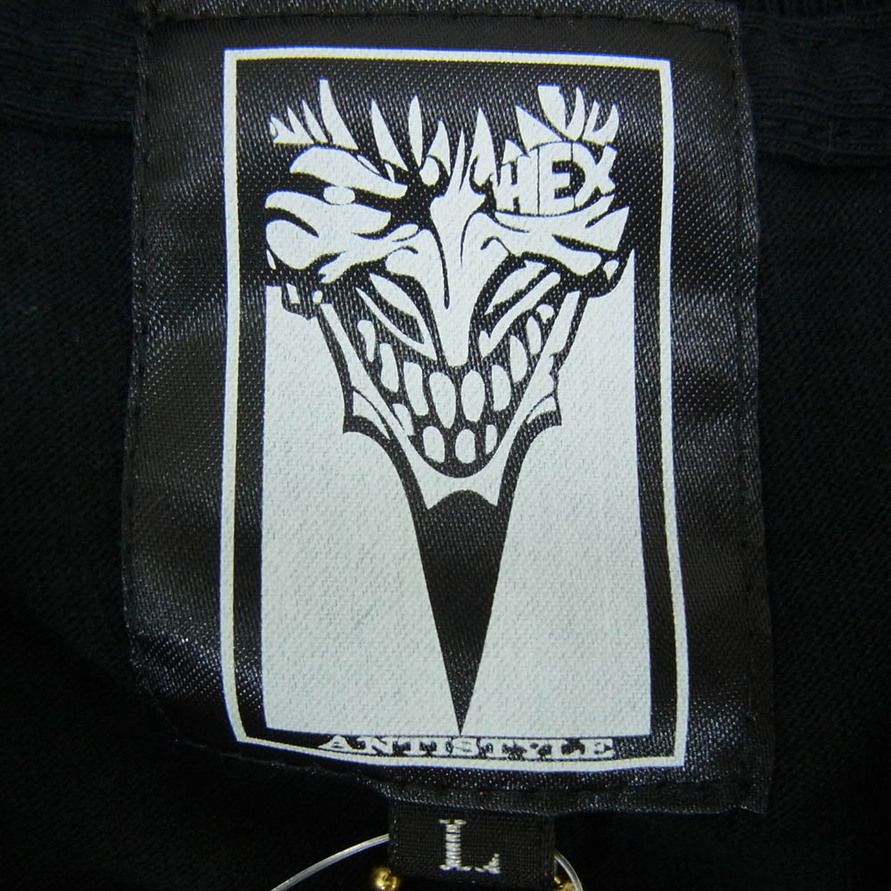 HEX ANTISTYLE ヘックスアンチスタイル フロント プリント ロゴ 半袖 Tシャツ ブラック系 L【極上美品】【中古】