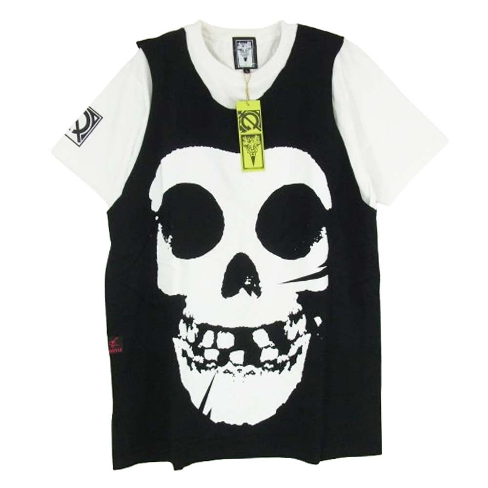 HEX ANTISTYLE ヘックスアンチスタイル フロント プリント ロゴ ベスト付き 半袖 Tシャツ ホワイト系 L【極上美品】【中古】