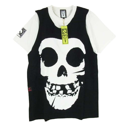 HEX ANTISTYLE ヘックスアンチスタイル フロント プリント ロゴ ベスト付き 半袖 Tシャツ ホワイト系 L【極上美品】【中古】