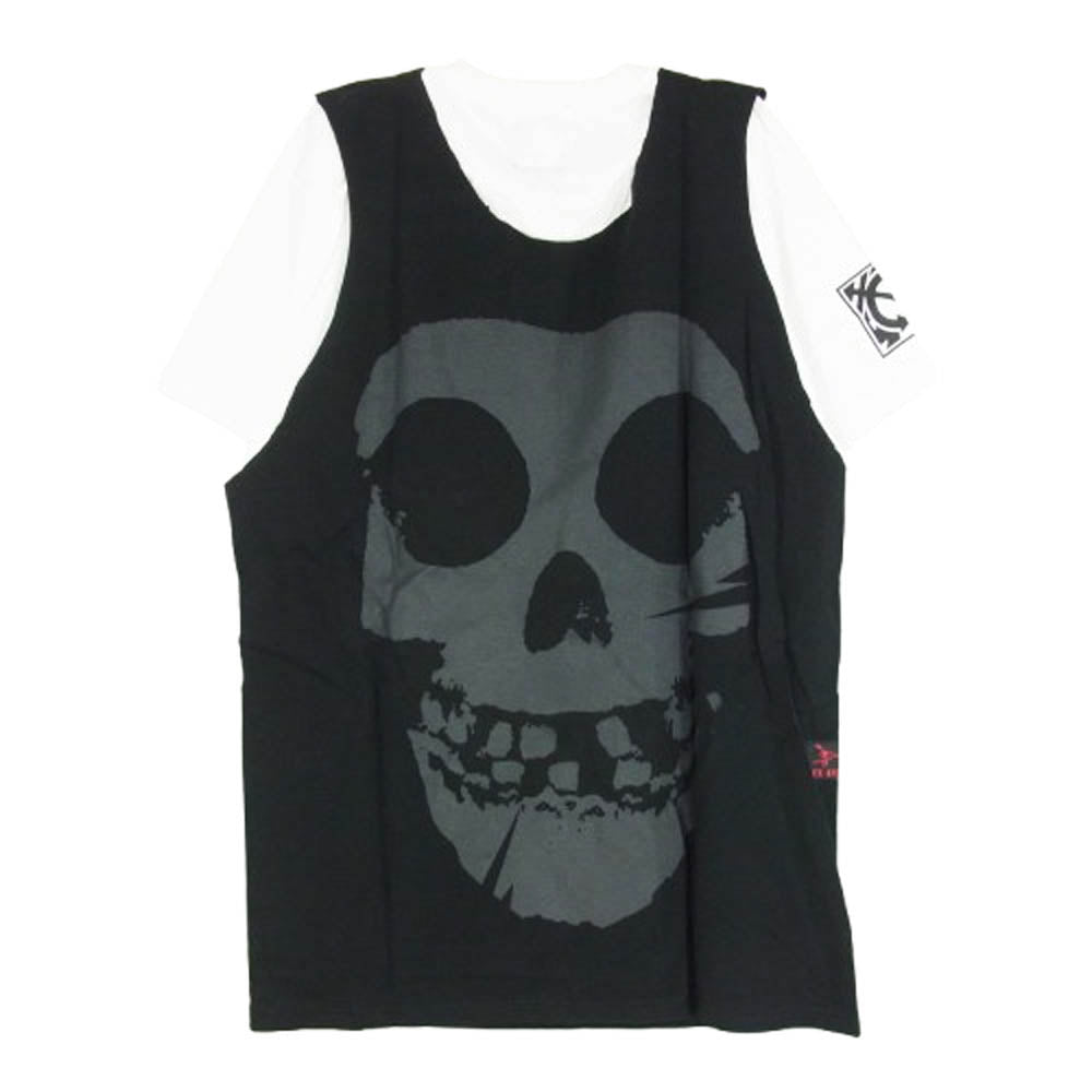 HEX ANTISTYLE ヘックスアンチスタイル フロント プリント ロゴ ベスト付き 半袖 Tシャツ ホワイト系 L【極上美品】【中古】