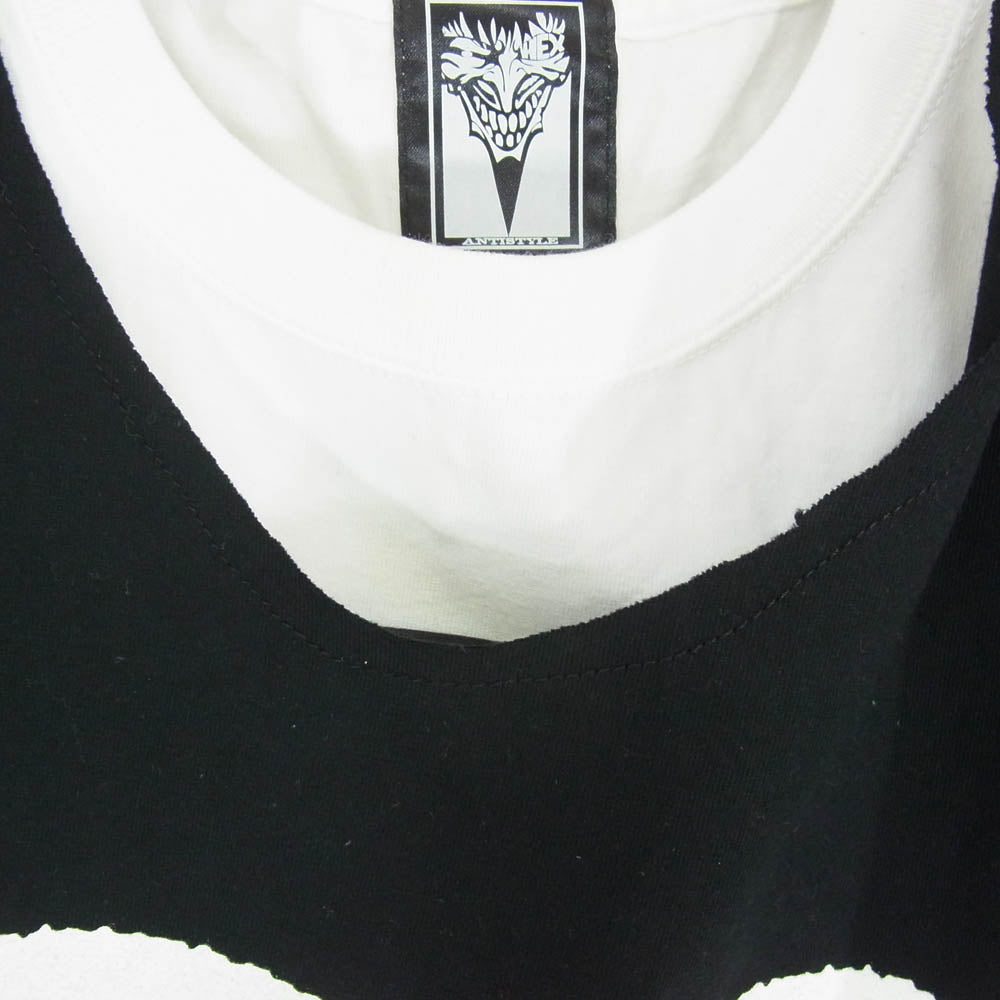 HEX ANTISTYLE ヘックスアンチスタイル フロント プリント ロゴ ベスト付き 半袖 Tシャツ ホワイト系 L【極上美品】【中古】