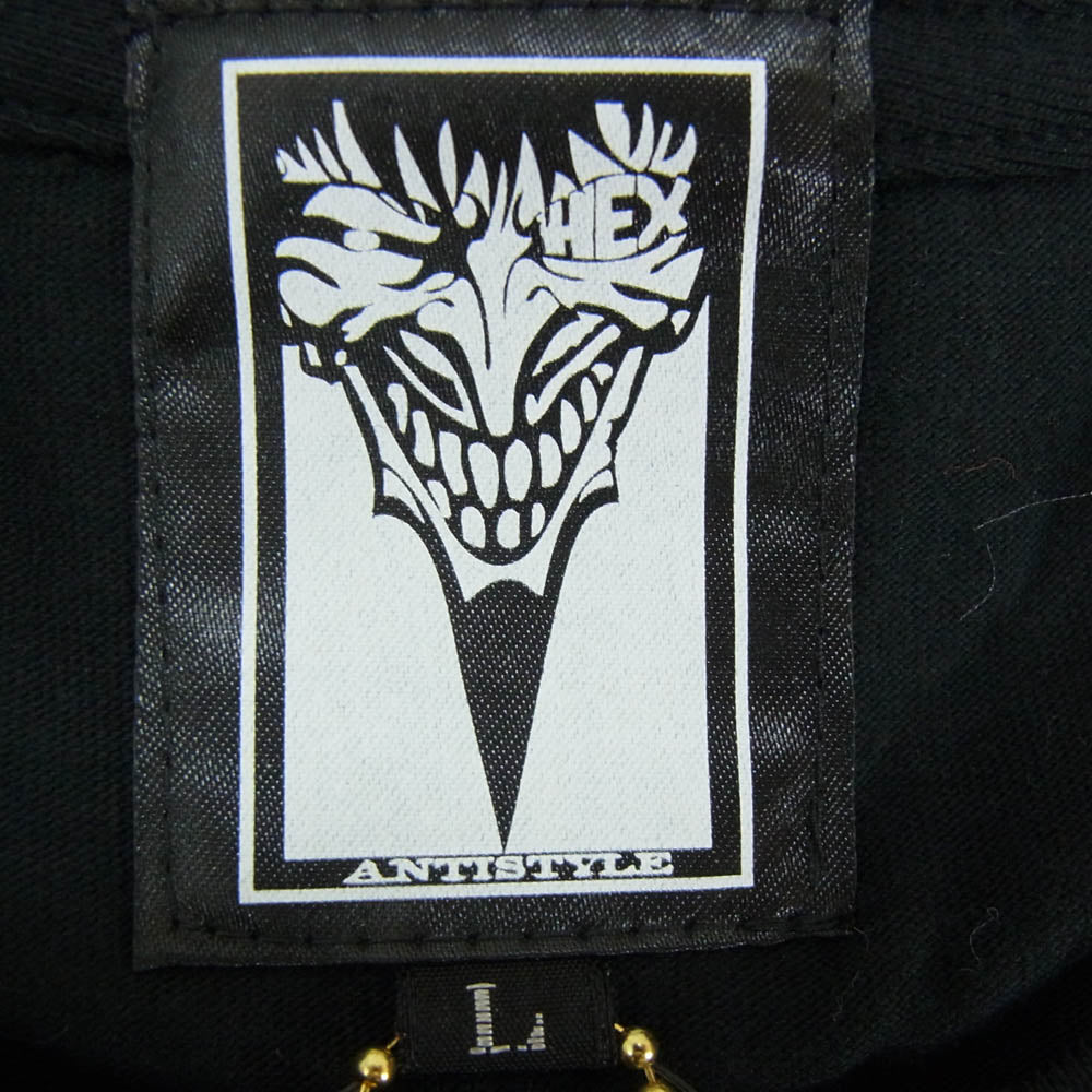 HEX ANTISTYLE ヘックスアンチスタイル フロント プリント ロゴ 半袖 Tシャツ ブラック系 L【極上美品】【中古】