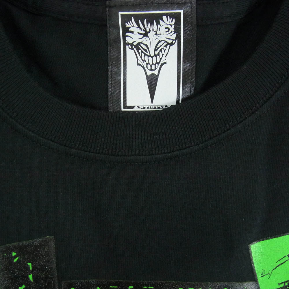 HEX ANTISTYLE ヘックスアンチスタイル フロント プリント ロゴ 半袖 Tシャツ ブラック系 L【極上美品】【中古】
