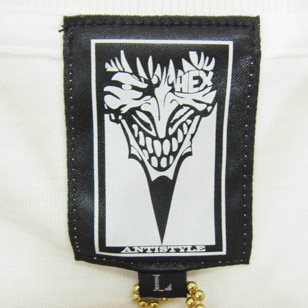 HEX ANTISTYLE ヘックスアンチスタイル フロント プリント ロゴ 長袖 Tシャツ ホワイト系 L【極上美品】【中古】
