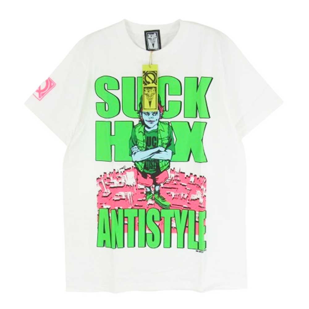 HEX ANTISTYLE ヘックスアンチスタイル フロント プリント ロゴ 半袖 Tシャツ ホワイト系 L【極上美品】【中古】