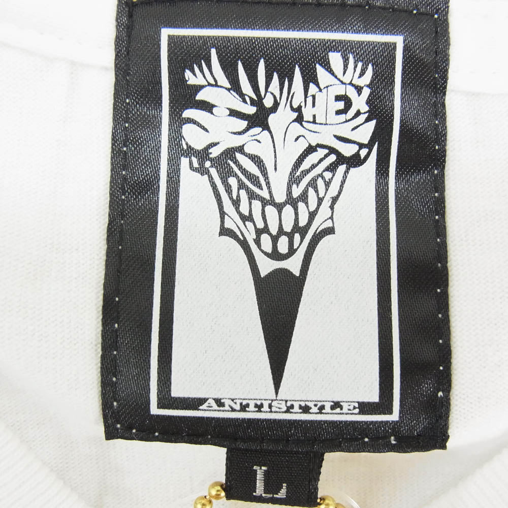 HEX ANTISTYLE ヘックスアンチスタイル フロント プリント ロゴ 半袖 Tシャツ ホワイト系 L【極上美品】【中古】