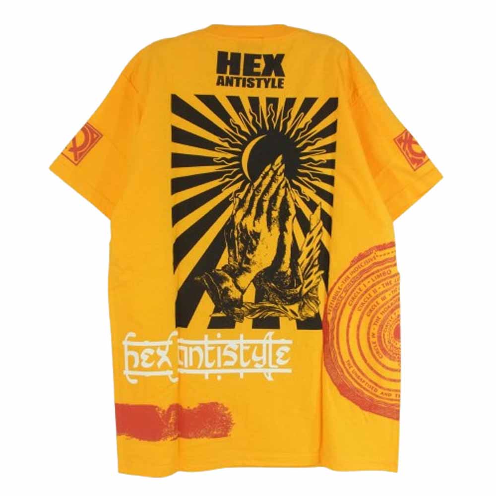 HEX ANTISTYLE ヘックスアンチスタイル フロント プリント ロゴ 半袖 Tシャツ オレンジ系 L【極上美品】【中古】