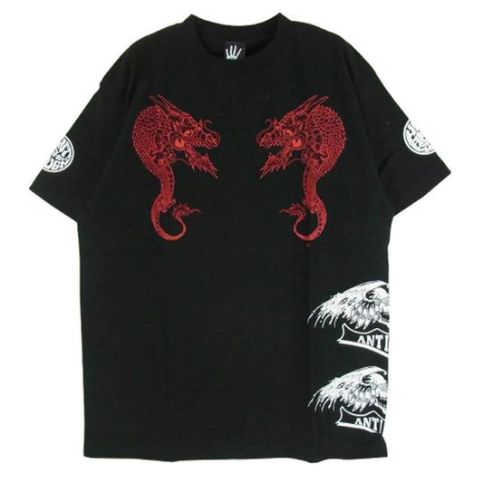 HEX ANTISTYLE ヘックスアンチスタイル フロント プリント ロゴ 半袖 Tシャツ ブラック系 L【極上美品】【中古】
