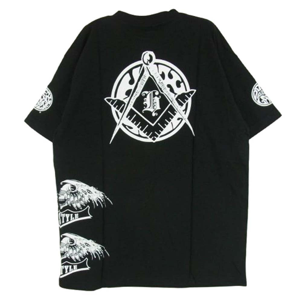 HEX ANTISTYLE ヘックスアンチスタイル フロント プリント ロゴ 半袖 Tシャツ ブラック系 L【極上美品】【中古】