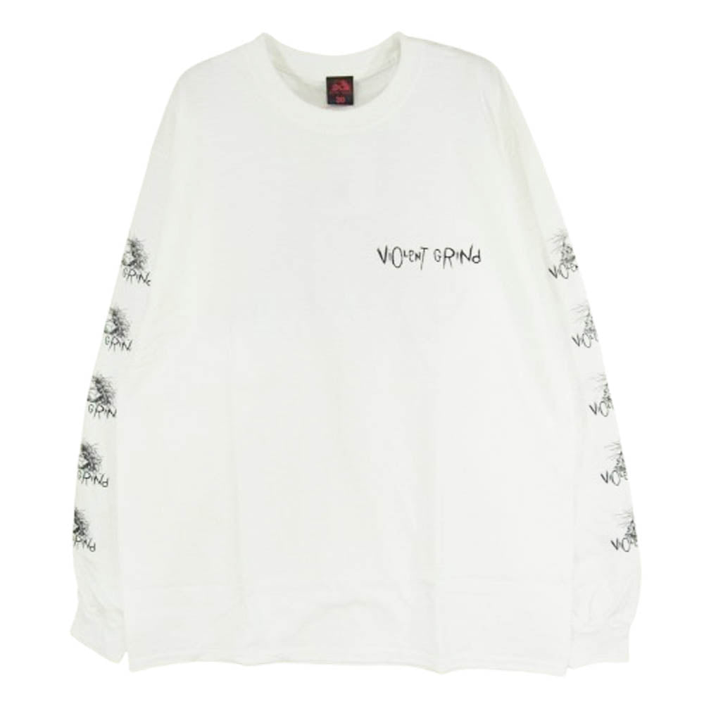 バイオレント グラインド バック プリント ロゴ 長袖 Tシャツ ホワイト系 L【極上美品】【中古】