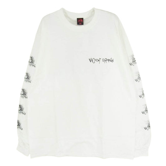 バイオレント グラインド バック プリント ロゴ 長袖 Tシャツ ホワイト系 L【極上美品】【中古】