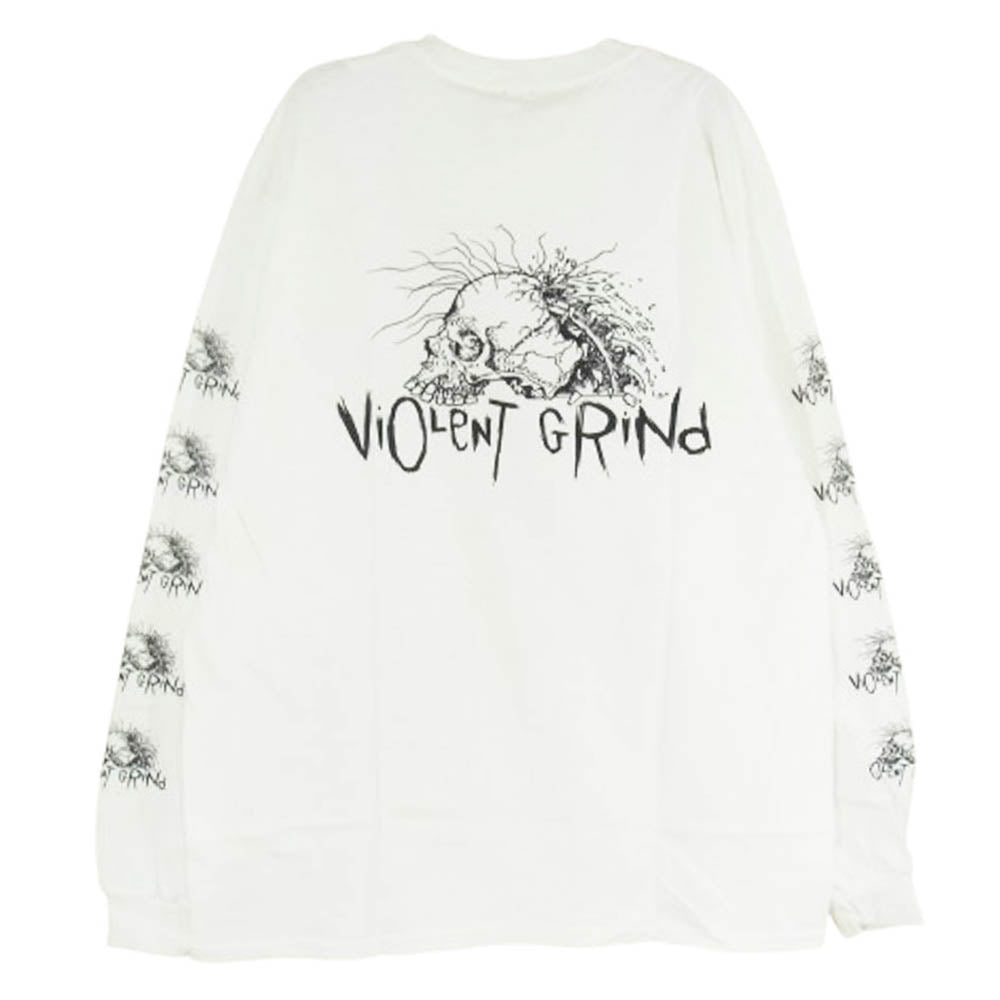 バイオレント グラインド バック プリント ロゴ 長袖 Tシャツ ホワイト系 L【極上美品】【中古】