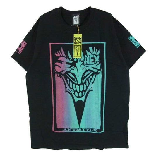 HEX ANTISTYLE ヘックスアンチスタイル フロント プリント ロゴ 半袖 Tシャツ ブラック系 L【極上美品】【中古】