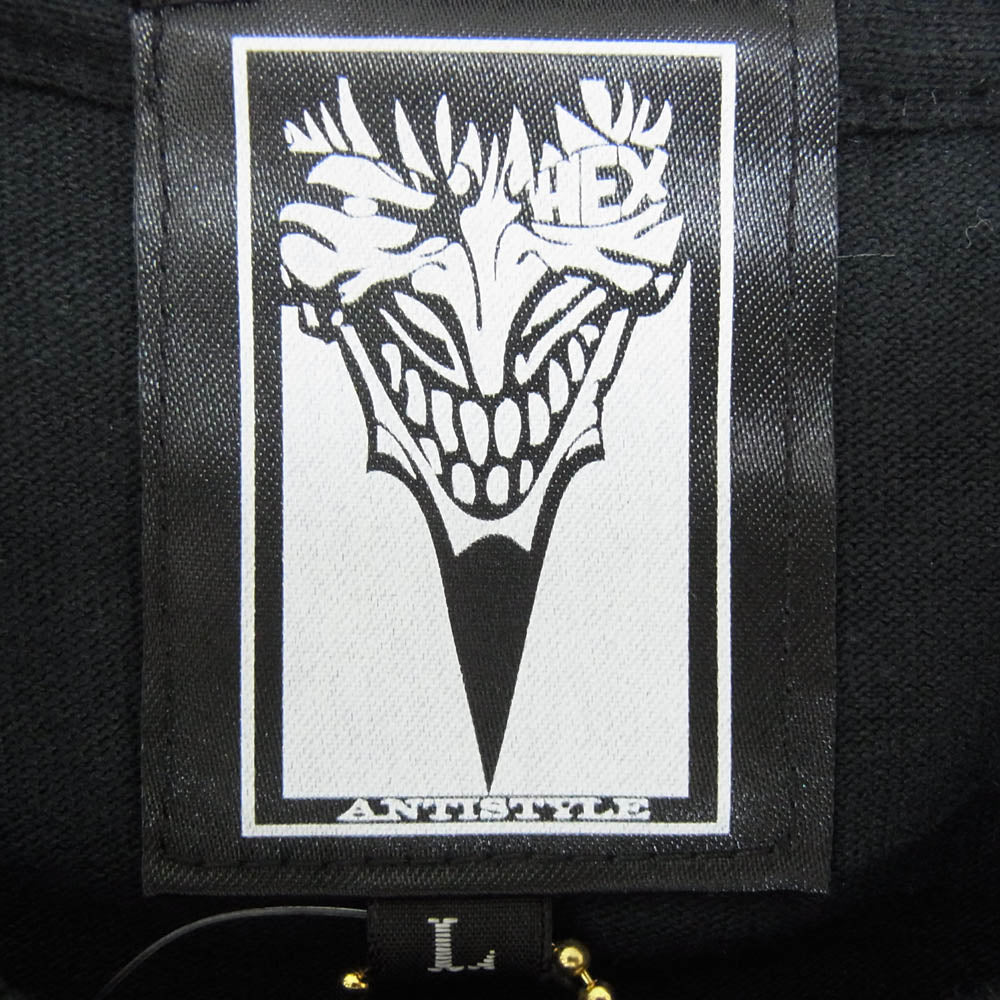 HEX ANTISTYLE ヘックスアンチスタイル フロント プリント ロゴ 半袖 Tシャツ ブラック系 L【極上美品】【中古】
