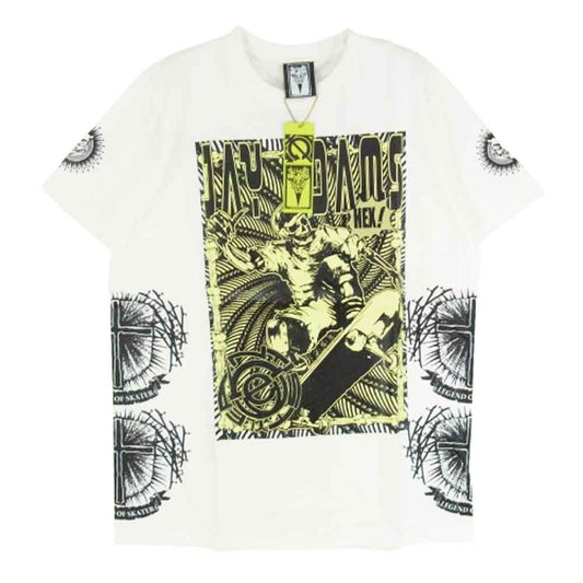 HEX ANTISTYLE ヘックスアンチスタイル フロント プリント ロゴ 半袖 Tシャツ ホワイト系 L【極上美品】【中古】