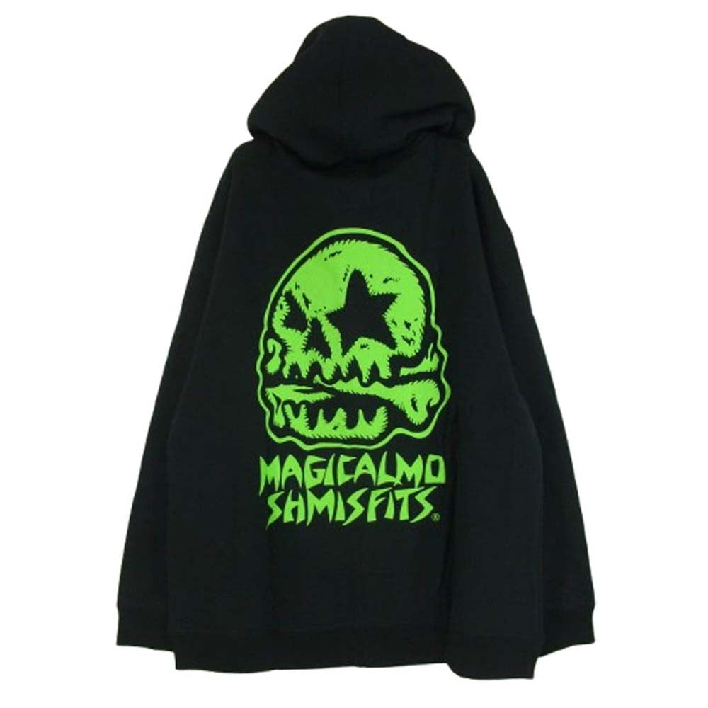 M682 MAGICAL MO ZIP ロゴ プリント ジップ フーディ パーカー ブラック系 L【極上美品】【中古】