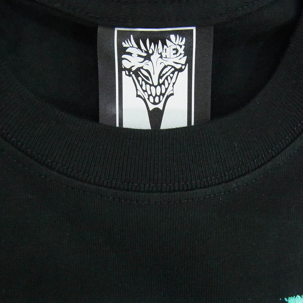 HEX ANTISTYLE ヘックスアンチスタイル フロント プリント ロゴ 半袖 Tシャツ ブラック系 L【極上美品】【中古】