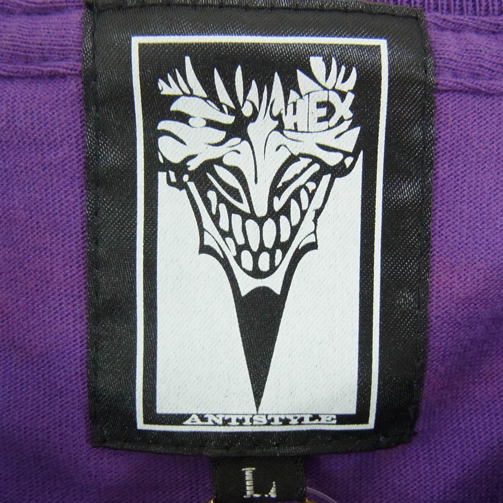 HEX ANTISTYLE ヘックスアンチスタイル フロント プリント ロゴ 半袖 Tシャツ パープル系 L【美品】【中古】